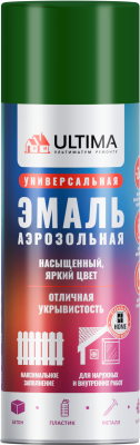 Краска аэрозольная ULTIMA, лиственно-зеленый, RAL 6002, 520 мл