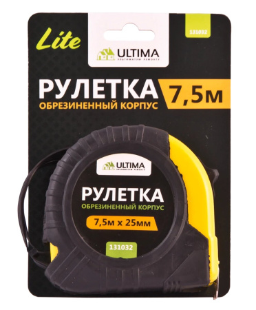 Рулетка Ultima Lite, 7,5мх25мм, обрезиненный пластиковый корпус