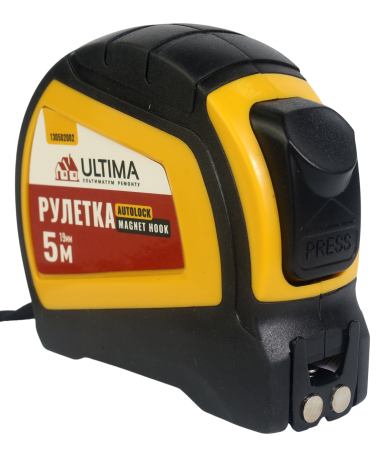 Рулетка Autolock Magnet Hook 5м x 19мм, автост, магнит двухсторон зацеп Ultima (1уп-12шт, 1кор-10уп)