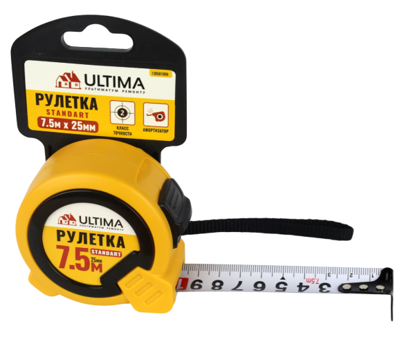 Рулетка Ultima Standart, 7,5 м х 25 мм, пластиковый корпус