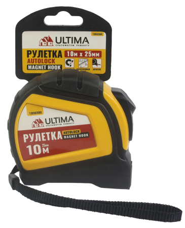Рулетка Autolock Magnet Hook 10м x 25мм, автост, магнит двухстор зацеп Ultima (1уп-6шт, 1кор-8уп)