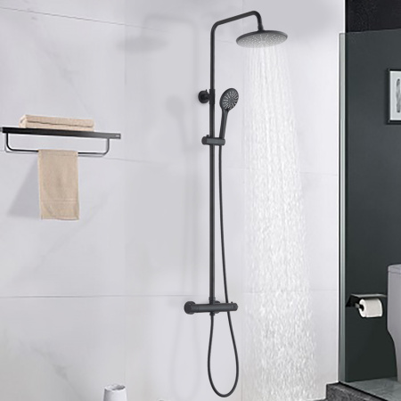 Смеситель для душа с термостатом и верхним душем TERMO 34291TMB