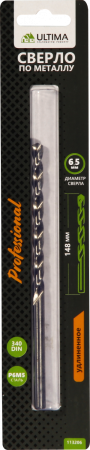Сверло по металлу Ultima спиральное, удлиненное, P6M5, 6,5х148 мм