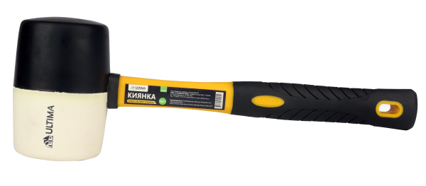 Киянка резиновая Ultima, 900 г, черно-белая резина, фиберглассовая рукоятка