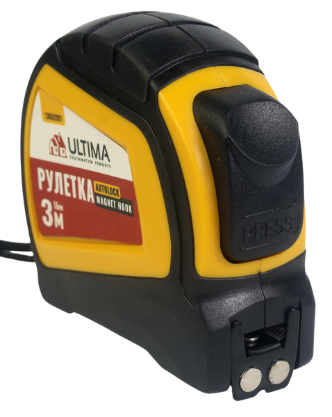 Рулетка Autolock Magnet Hook 3м x 16мм,   автост, магнит двухсторон зацеп Ultima (1уп-12шт, 1кор-10уп)