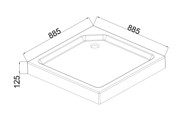 Душевой поддон квадратный, с сифоном, белый P-90125S-WH