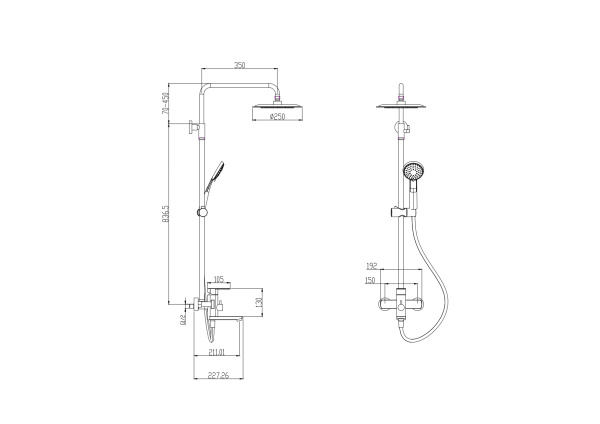 Душевая стойка с изливом ESTENA 29292ENB