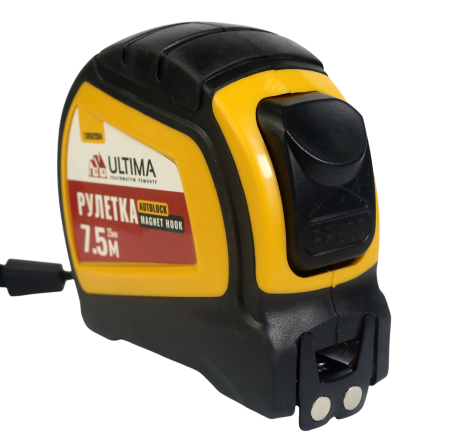 Рулетка Autolock Magnet Hook 7,5м x 25мм, автост, магнит двухстор зацеп Ultima (1уп-6шт, 1кор-12уп)