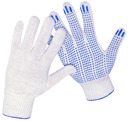 Перчатки трикотажные с точечным ПВХ покрытием, 10 класс, 4 нити, вес 40 г