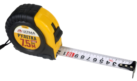 Рулетка Ultima Lite, 7,5мх25мм, обрезиненный пластиковый корпус